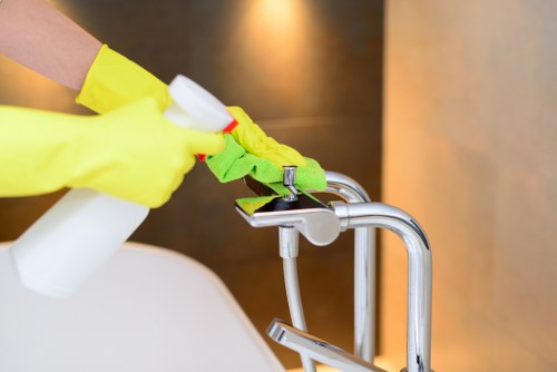 Professional carpet cleaning equipment in use inside a home