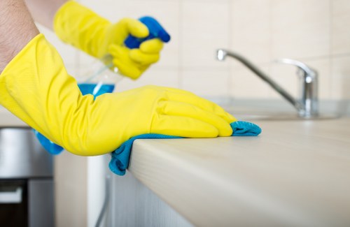 Professional hot water extraction cleaning on carpet fibres
